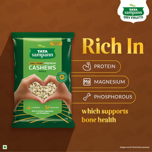 Tata Sampann Pure Cashews Whole, Kaju